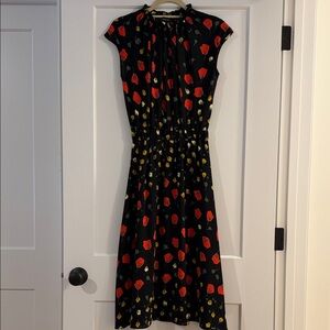 Flower Black Dress with Red and Yellow Accents